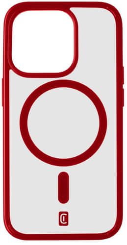 zadný kryt ochranný Cellularline Zadný kryt Pop Mag s podporou Magsafe pre Apple iPhone 15 Pro, číry / červený POPMAGIPH15PROR