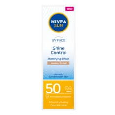 shumee Sun UV Face Shine Control zmatňujúci krém na tvár s vysokou ochranou SPF50 Stredne tónovaný 50 ml