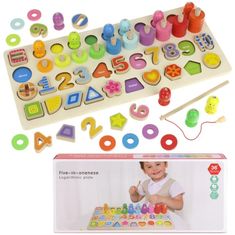 Nobo Kids Drevené puzzle Fish Blocks Digits Abacus