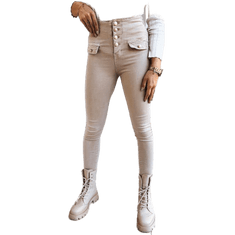 Dstreet Dámske džínsové nohavice SKULL svetlo béžové uy1723 XL