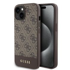 Guess  PU 4G Stripe MagSafe zadný kryt pre iPhone 15 Brown