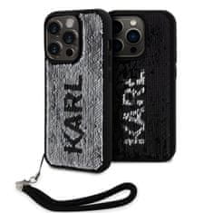 Karl Lagerfeld Zadný kryt Sequins Reversible pre iPhone 15 Pro Max Black/Silver