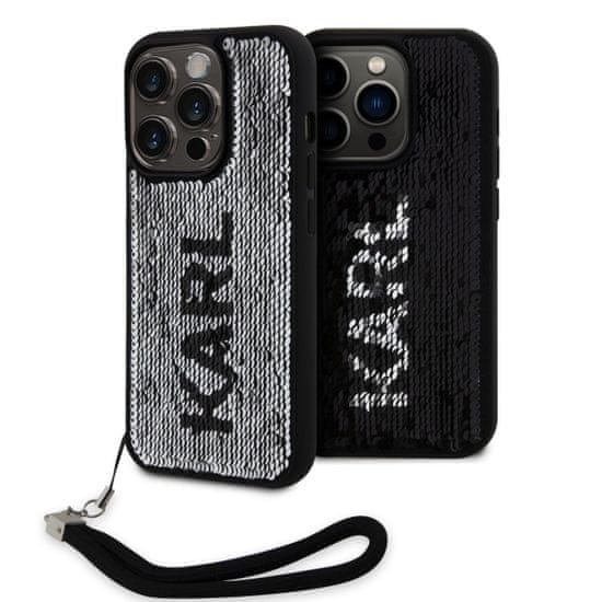 Karl Lagerfeld Zadný kryt Sequins Reversible pre iPhone 15 Pro Black/Silver