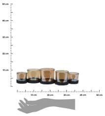 ModernHome Sklenený svietnik na 5 čajových sviečok 36 cm