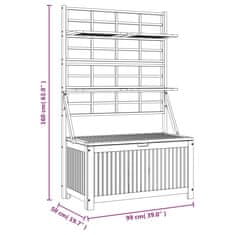 Vidaxl Úložný box s mriežkou sivý 99x50x160 cm akáciový masív