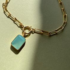 Decadorn Štýlový pozlátený náhrdelník s chalcedónom Chunky