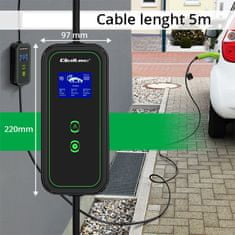 Qoltec Mobilná nabíjačka pre elektromobily s nastaviteľnou kapacitou 2v1 Type2 | 3,5 kW | 230 V | Wi-fi | LCD | Prenosná | Wallbox | 5 m