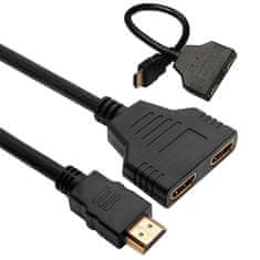 Verk 06291 Rozbočovač signálu HDMI FULL HD 2 porty, 30 cm čierna