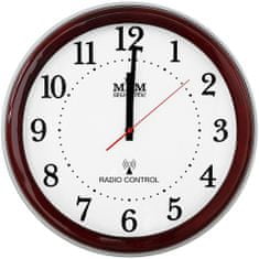 MPM QUALITY Nástenné hodiny, DCF signál, 2492.55 - gaštan, 38cm