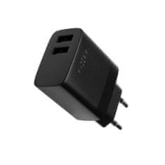 FIXED Sieťová nabíjačka s 2xUSB výstupom, 17W Smart Rapid Charge FIXC17N-2U-BK, čierna