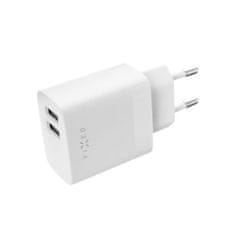 FIXED Set sieťovej nabíjačky s 2xUSB výstupom a USB/USB-C kábla, 1 m, 17W Smart Rapid Charge, FIXC17N-2UC-WH, biela