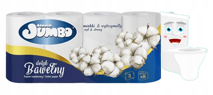 Jumbo Toaletný papier 3-vrstvový 8 roliek biely