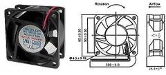 HADEX Ventilátor 60x60x25mm 12V/0,15A 4000 ot/min