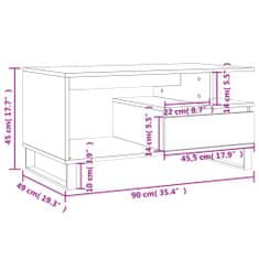 Petromila vidaXL Konferenčný stolík hnedý dub 90x49x45 cm spracované drevo