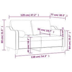 Petromila vidaXL 2-miestna pohovka s vankúšikmi krémová 120 cm látka