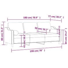 Petromila vidaXL 3-miestna pohovka s vankúšmi krémová 180 cm látka