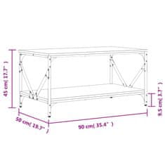 Vidaxl Konferenčný stolík dymový dub 90x50x45 cm kompozitné drevo