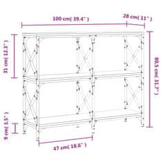 Vidaxl Konzolový stolík dymový dub 100x28x80,5 cm kompozitné drevo