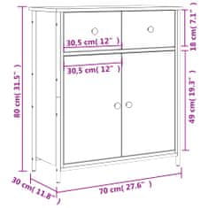 Petromila vidaXL Komoda dymový dub 70x30x80 cm kompozitné drevo