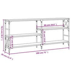 Vidaxl Konzolový stolík sivý sonoma 180x29x76,5 cm kompozitné drevo