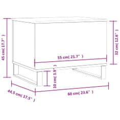 Petromila vidaXL Konferenčný stolík lesklý biely 60x44,5x45 cm spracované drevo