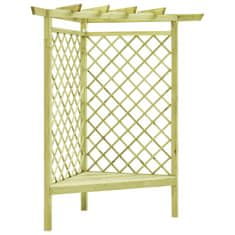 Vidaxl Rohová pergola s lavičkou 130x130x197 cm, impregnovaná borovica