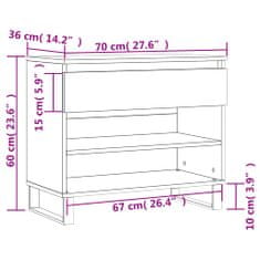 Petromila vidaXL Botník dymový dub 70x36x60 cm spracované drevo