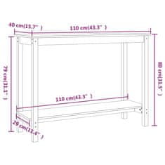 Vidaxl Konzolový stolík medovohnedý 110x40x80 cm masívna borovica