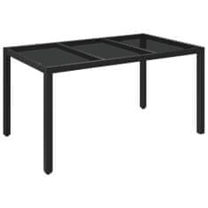 Vidaxl Záhradný stôl so sklenenou doskou čierny 150x90x75 cm polyratan