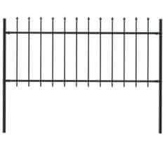 Vidaxl Záhradný plot so špicatými vrchmi čierny oceľový 1,7x0,8 m