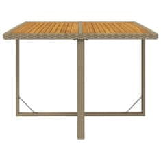 Vidaxl Záhradný stôl béžový 109x107x74 cm polyratan a masívna akácia