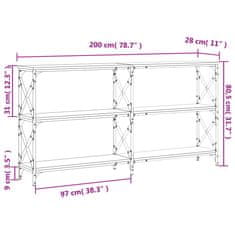 Vidaxl Konzolový stolík dymový dub 200x28x80,5 cm kompozitné drevo