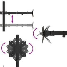 Vidaxl Držiak na dva monitory čierny oceľový VESA 75/100 mm