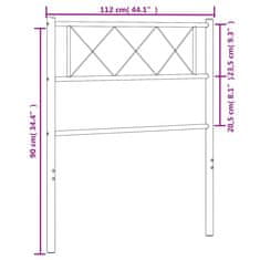 Vidaxl Kovové čelo postele biele 107 cm