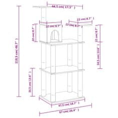 Vidaxl Škrabadlo pre mačky so sisalovými stĺpikmi krémové 118,5 cm