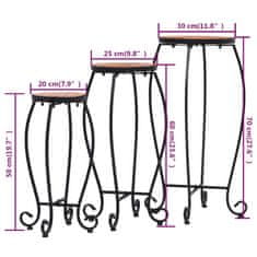 Vidaxl Mozaikové stoly 3 ks, tehlová farba, keramika