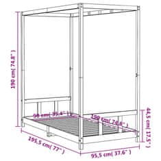 Vidaxl Rám detskej postele čierny 90x190 cm masívna borovica