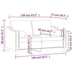 Petromila vidaXL 2-miestna pohovka s vankúšmi hnedá 120 cm látka