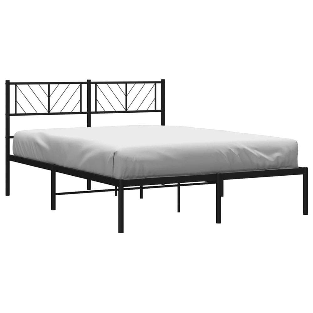 Vidaxl Kovový rám postele s čelom čierny 135x190 cm