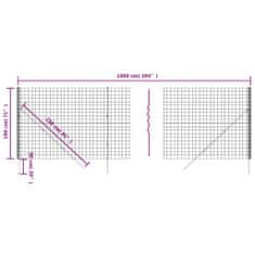 Vidaxl Drôtený plot antracitový 1,8x10 m pozinkovaná oceľ