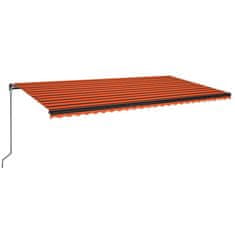 Vidaxl Ručne zaťahovacia markíza 600x350 cm oranžová a hnedá