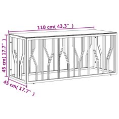 Vidaxl Konferenčný stolík 110x45x45 cm nehrdzavejúca oceľ a sklo