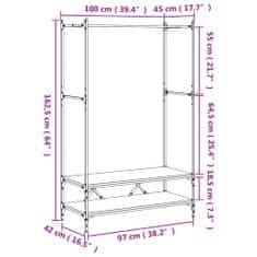 Petromila vidaXL Vešiak na šaty s policami dymový dub kompozitné drevo