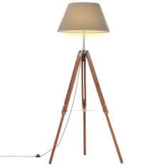 Vidaxl Lampa na statíve medovo-hnedá a sivá 141 cm teakový masív