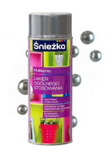 Śnieżka Univerzálny strieborný lesklý lak v spreji Sniezka 400 ml