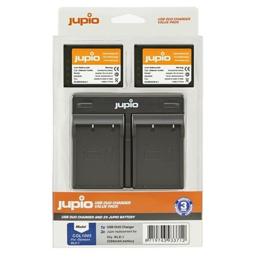 Jupio Set 2x Battery BLX-1 2280mAh + USB Dual Charger pre OM system