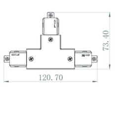 Light Impressions Deko-Light 1-fázový koľajnicový systém, D One T-spojka, pravé-ľavé-ľavé, 220-240V čierna RAL 9011 121 mm 720027