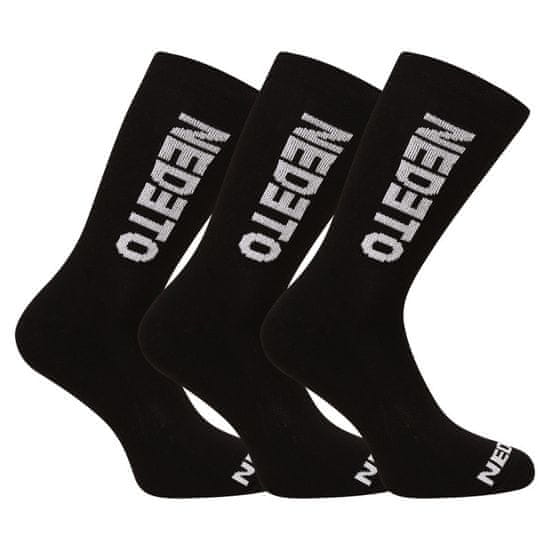 Nedeto 3PACK ponožky vysoké čierne (3NDTP001-brand)