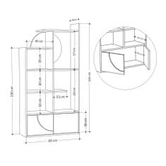 VerDesign Knižnica RITA, biela / antracit