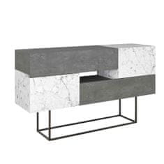 VerDesign Luxusný konzolový stolík LUCIA, retro sivá/biely Carrara